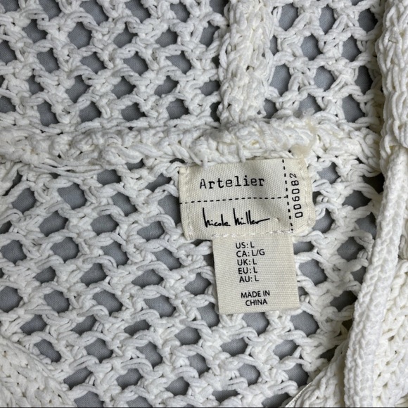 Nicole Miller Artelier Crochet Swimsuit Cover-Up Sexy Sweater Dress White‎ Large - Picture 7 of 14